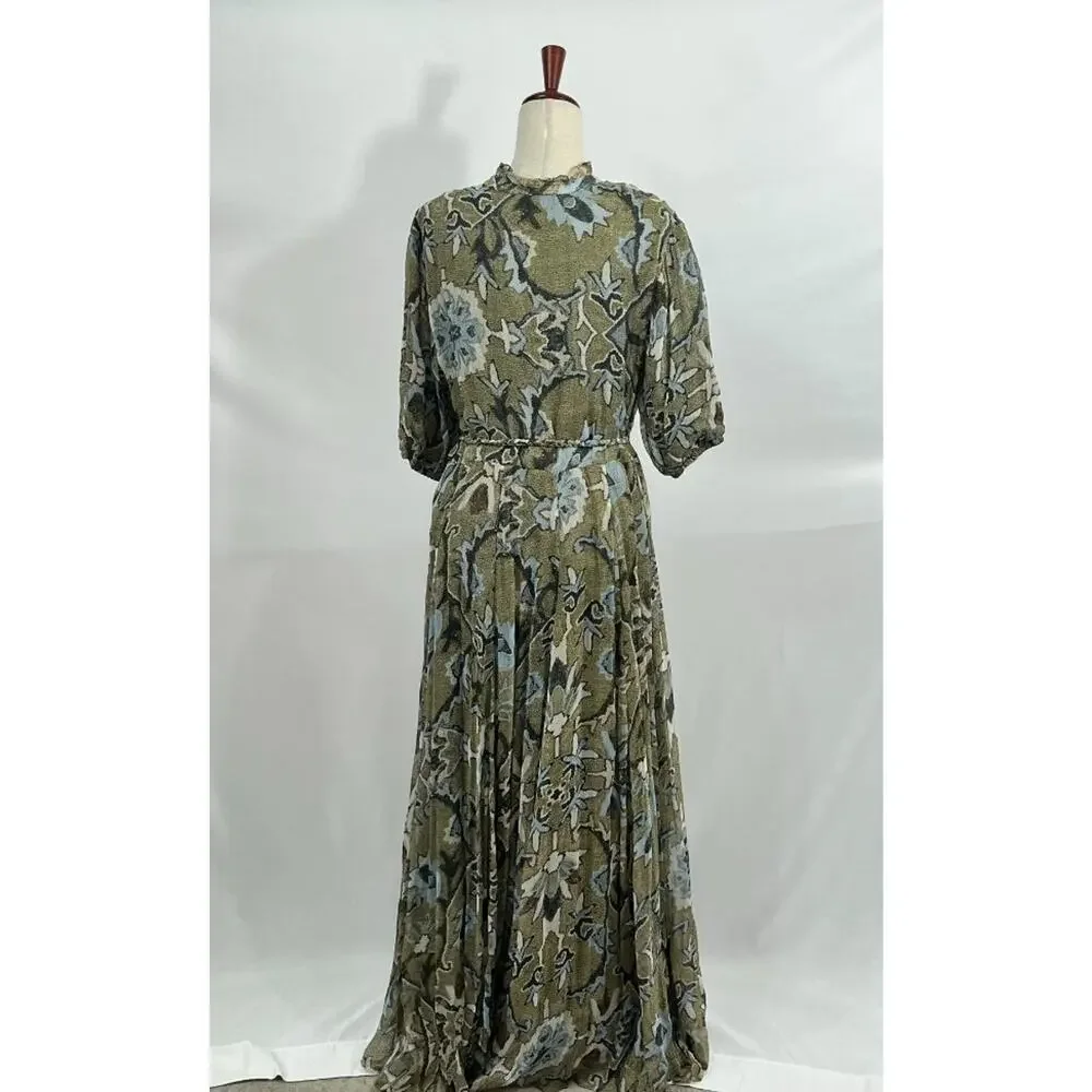 HANNAH ARTWEAR Sz 2 M Medium Oceanus Belted Maxi Dress Shaila Print - Picture 4 of 10